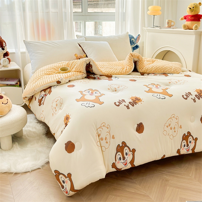 91家纺网 家纺一手货源 找家纺 （买家秀 爆款花型长期款不断货）迪士尼豆豆被针织棉被子针织棉豆豆被迪士尼正版授权豆豆被春冬被-学生被 搞怪奇奇蒂蒂