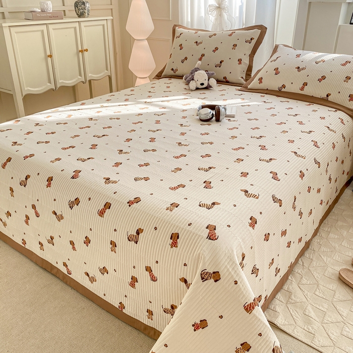 91家纺网 家纺一手货源 找家纺 尊妙被业 2025新款针织棉直边床盖三件套 安好