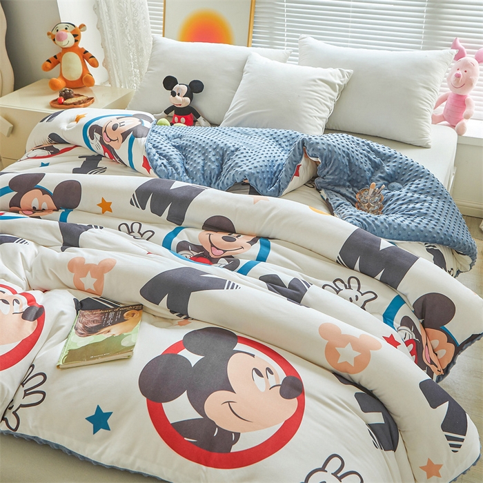 91家纺网 家纺一手货源 找家纺 （买家秀 爆款花型长期款不断货）迪士尼豆豆被针织棉被子针织棉豆豆被迪士尼正版授权豆豆被春冬被-学生被 大头米奇