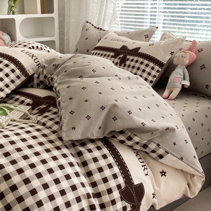 91家纺网 家纺一手货源 找家纺 （买家秀爆款花色不断货）A类母婴级小清新磨毛四件套简约磨毛四件套花卉磨毛四件套卡通磨毛四件套格子条纹 苏珊娜