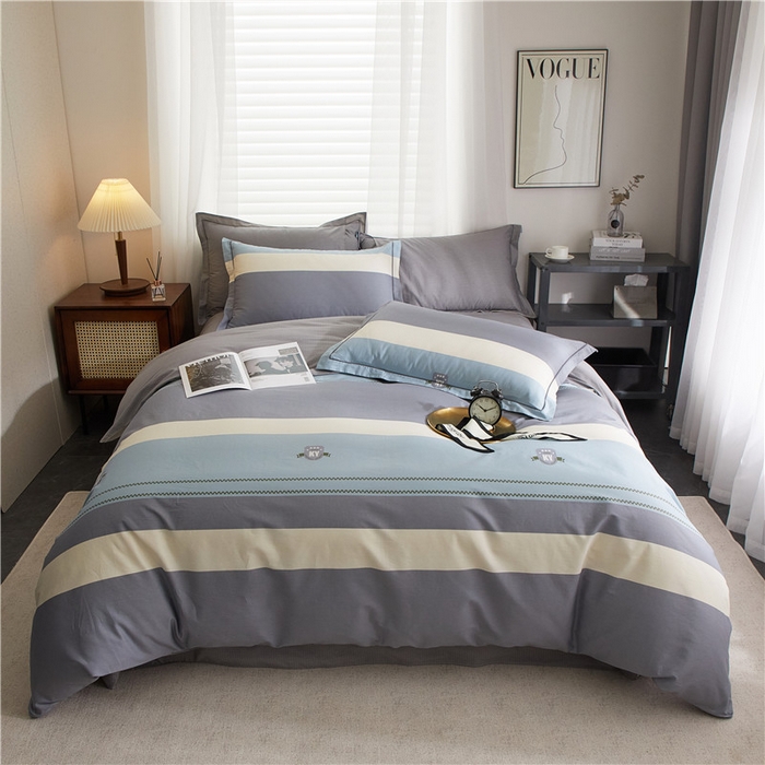 91家纺网 家纺一手货源 找家纺 沐白家居 2025新款全棉印花四件套 格雷尔