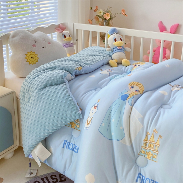 91家纺网 家纺一手货源 找家纺 （买家秀 爆款花型长期款不断货）迪士尼豆豆被针织棉被子针织棉豆豆被迪士尼正版授权豆豆被春冬被-儿童被 金发艾莎