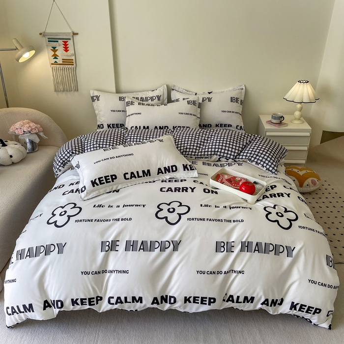 91家纺网 家纺一手货源 找家纺 （买家秀爆款花色不断货）A类母婴级小清新磨毛四件套简约磨毛四件套花卉磨毛四件套卡通磨毛四件套格子条纹 清新小花