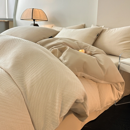 91家纺网 家纺一手货源 找家纺 （买家秀爆款花色不断货）纯棉磨毛四件套纯棉全棉磨毛四件套全棉三层纱磨毛四件套加厚磨毛A类大提花四件套 西西里-米