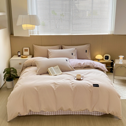 91家纺网 家纺一手货源 找家纺 （总）（买家秀 爆款花色不断货）A类母婴级纯棉磨毛四件套简约纯棉全棉磨毛四件套纯棉全棉四件套无印风-场景2