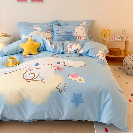 91家纺网 家纺一手货源 找家纺 （总）（买家秀 爆款花色不断货）A类母婴级纯棉磨毛四件套简约纯棉全棉磨毛四件套三丽鸥全棉磨毛大版磨毛四件套