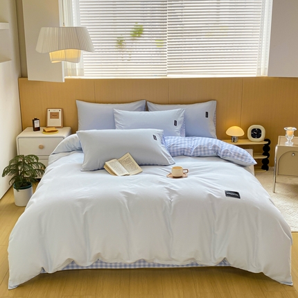 91家纺网 家纺一手货源 找家纺 （总）（买家秀 爆款花色不断货）A类母婴级纯棉磨毛四件套简约纯棉全棉磨毛四件套纯棉全棉四件套无印风-场景2