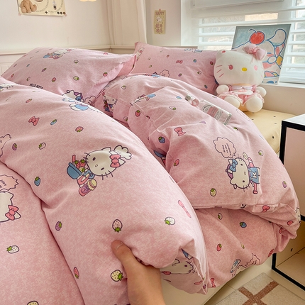 91家纺网 家纺一手货源 找家纺 （总）（买家秀 爆款花色不断货）A类母婴级纯棉磨毛四件套简约纯棉全棉磨毛四件套三丽鸥磨毛四件套纯棉全棉原棉