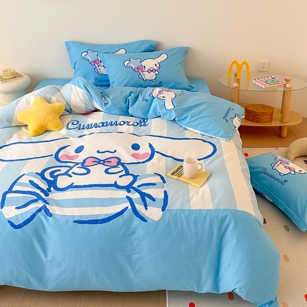 91家纺网 家纺一手货源 找家纺 （买家秀 爆款花色不断货）A类母婴级纯棉磨毛四件套简约纯棉全棉磨毛四件套三丽鸥全棉磨毛大版磨毛四件套 梦幻精灵