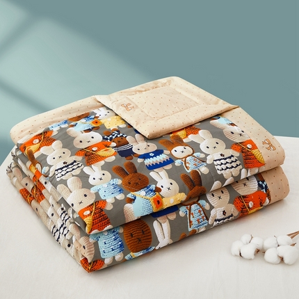 91家纺网 家纺一手货源 找家纺 黛妮雅 2025新款里外全棉印花棉花被纯棉夏被夏凉被空调被 夏被四件套 幸运兔