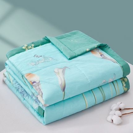 91家纺网 家纺一手货源 找家纺 黛妮雅 2025新款里外全棉印花棉花被纯棉夏被夏凉被空调被 夏被四件套 百合情缘