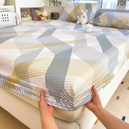 91家纺网 家纺一手货源 找家纺 摩妮卡 2025新款A类裸睡级全棉印花床笠系列 莱伊克