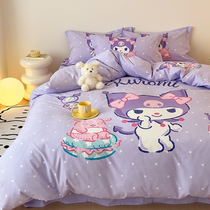 91家纺网 家纺一手货源 找家纺 （总）（买家秀 爆款花色不断货）A类母婴级纯棉磨毛四件套简约纯棉全棉磨毛四件套三丽鸥全棉磨毛大版磨毛四件套