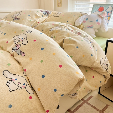 91家纺网 家纺一手货源 找家纺 （买家秀 爆款花色不断货）A类母婴级纯棉磨毛四件套简约纯棉全棉磨毛四件套三丽鸥磨毛四件套纯棉全棉原棉 乐逗玉桂狗