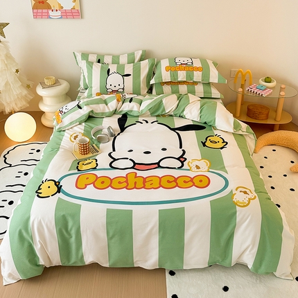 91家纺网 家纺一手货源 找家纺 （总）（买家秀 爆款花色不断货）A类母婴级纯棉磨毛四件套简约纯棉全棉磨毛四件套三丽鸥全棉磨毛大版磨毛四件套