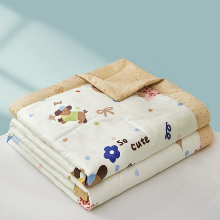 91家纺网 家纺一手货源 找家纺 黛妮雅 2025新款里外全棉印花棉花被纯棉夏被夏凉被空调被 夏被四件套 腊肠狗