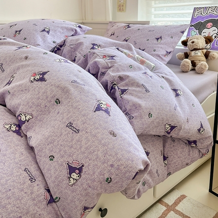 91家纺网 家纺一手货源 找家纺 （买家秀 爆款花色不断货）A类母婴级纯棉磨毛四件套简约纯棉全棉磨毛四件套三丽鸥磨毛四件套纯棉全棉原棉 小小库洛米