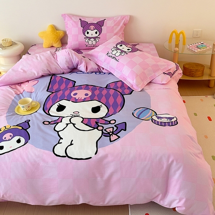 91家纺网 家纺一手货源 找家纺 （买家秀 爆款花色不断货）A类母婴级纯棉磨毛四件套简约纯棉全棉磨毛四件套三丽鸥全棉磨毛大版磨毛四件套 魔力宝贝