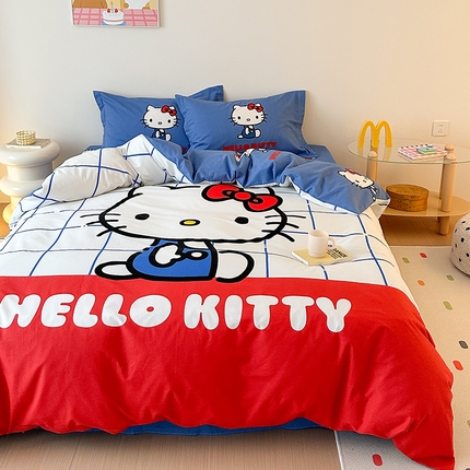 91家纺网 家纺一手货源 找家纺 （总）（买家秀 爆款花色不断货）A类母婴级纯棉磨毛四件套简约纯棉全棉磨毛四件套三丽鸥全棉磨毛大版磨毛四件套