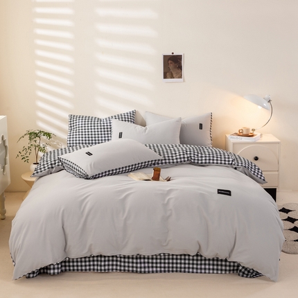 91家纺网 家纺一手货源 找家纺 （总）（买家秀 爆款花色不断货）A类母婴级纯棉磨毛四件套简约纯棉全棉磨毛四件套纯棉全棉四件套无印风-场景1