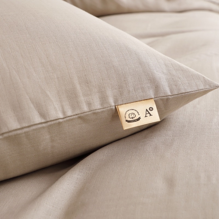 91家纺网 家纺一手货源 找家纺 晶缦家纺 2025新款纯棉纯色全棉双层纱四件套 觅琳-浅卡其