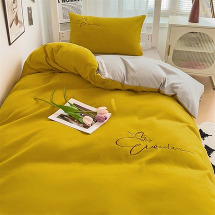 91家纺网 家纺一手货源 找家纺 （总）（买家秀 爆款花色不断货）A类母婴级纯棉磨毛四件套磨毛刺绣四件套全棉磨毛四件套纯色双拼四件套-三件套