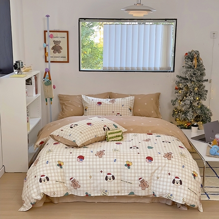 （买家秀爆款花型长期款不断货）A类母婴级13372纯棉四件套40支全棉四件套学生三件套宿舍萌趣卡通 萌趣