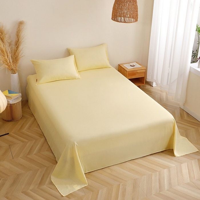 91家纺网 家纺一手货源 找家纺 晶缦家纺 2025新款纯棉纯色全棉双层纱系列单床单 觅琳-浅蜜黄