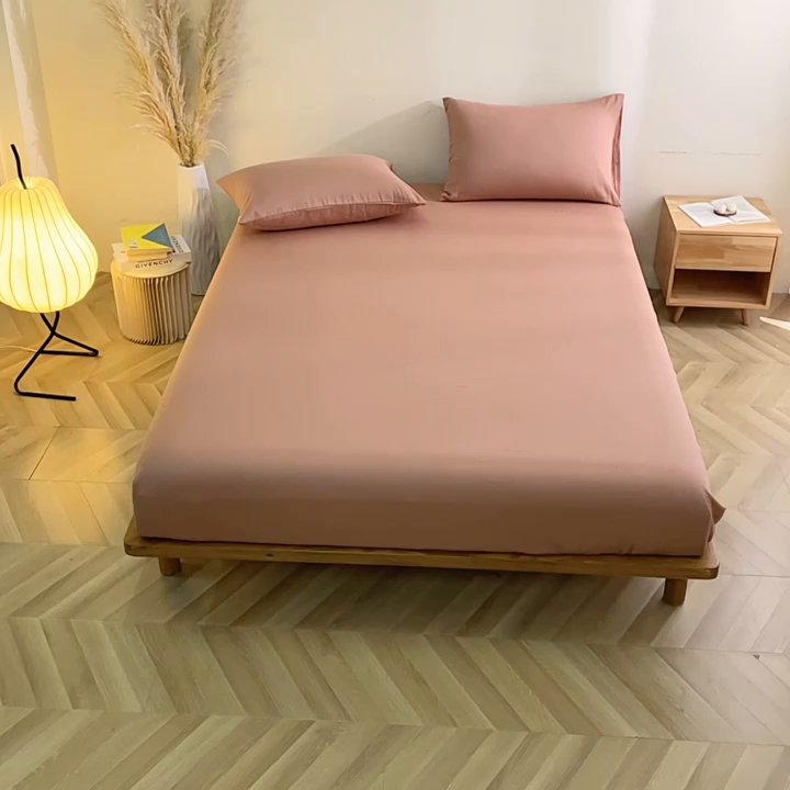 91家纺网 家纺一手货源 找家纺 晶缦家纺 2025新款纯棉纯色全棉双层纱系列单床笠 觅琳-赭石棕