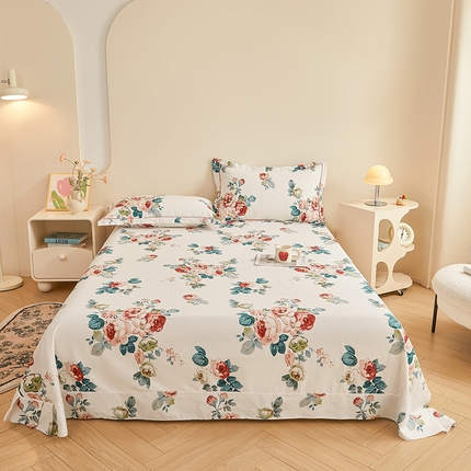 91家纺网 家纺一手货源 找家纺 （总）（买家秀 长期款不断货）100s高支密新疆长绒棉磨毛印花被套高色织磨毛床单磨毛床笠磨毛三件套-床单