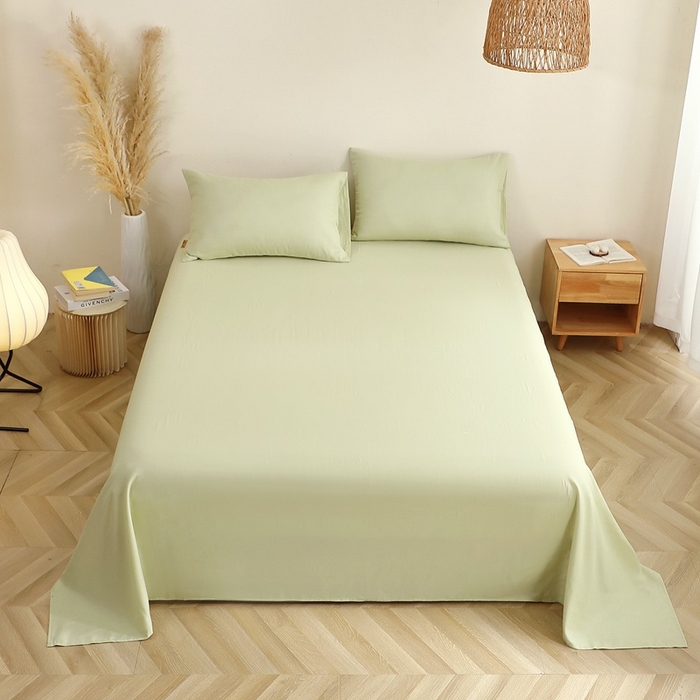 91家纺网 家纺一手货源 找家纺 晶缦家纺 2025新款纯棉纯色全棉双层纱系列单床单 觅琳-浅春绿