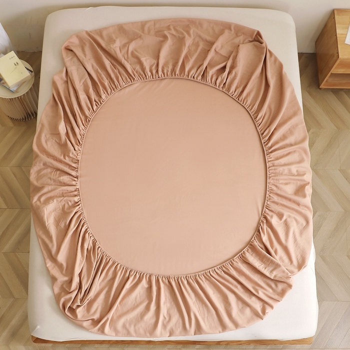 91家纺网 家纺一手货源 找家纺 晶缦家纺 2025新款纯棉纯色全棉双层纱系列单床笠 觅琳-朱颜酡