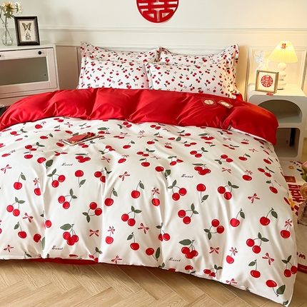 91家纺网 家纺一手货源 找家纺 （总）（买家秀爆款花型不断货）中式婚庆四件套红色四件套刺绣绣花结婚四件套喜庆四件套婚嫁四件套新婚四件套磨毛