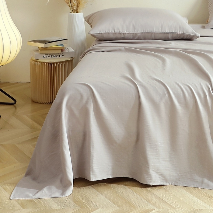 91家纺网 家纺一手货源 找家纺 晶缦家纺 2025新款纯棉纯色全棉双层纱系列单床单 觅琳-暖藕灰