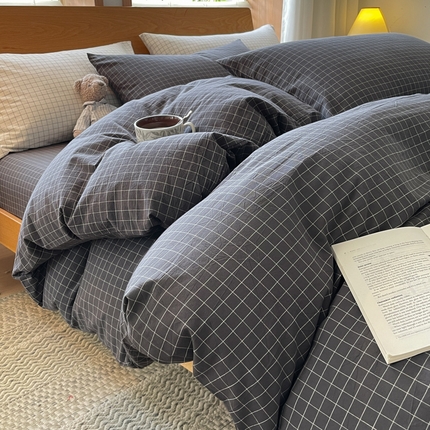 91家纺网 家纺一手货源 找家纺 （总）（买家秀爆款花型不断货）简约无印风纯棉四件套全棉四件套水洗棉三件套床单四件套床笠四件套色织水洗棉四件