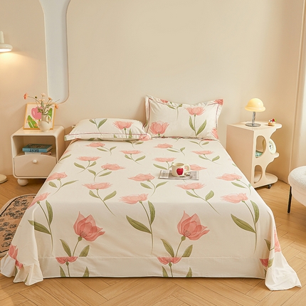 91家纺网 家纺一手货源 找家纺 （总）（买家秀 长期款不断货）100s高支密新疆长绒棉磨毛印花被套高色织磨毛床单磨毛床笠磨毛三件套-床单