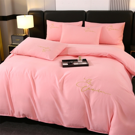 91家纺网 家纺一手货源 找家纺 （总）（买家秀 爆款花色不断货）A类母婴级纯棉磨毛四件套磨毛刺绣四件套全棉磨毛四件套纯色双拼四件套-四件套