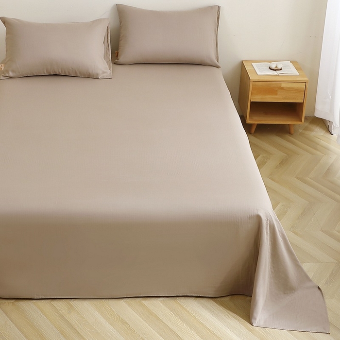 91家纺网 家纺一手货源 找家纺 晶缦家纺 2025新款纯棉纯色全棉双层纱系列单床单 觅琳-浅卡其