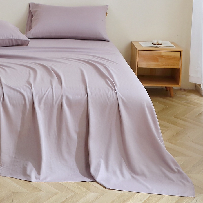 91家纺网 家纺一手货源 找家纺 晶缦家纺 2025新款纯棉纯色全棉双层纱系列单床单 觅琳-浅藤紫