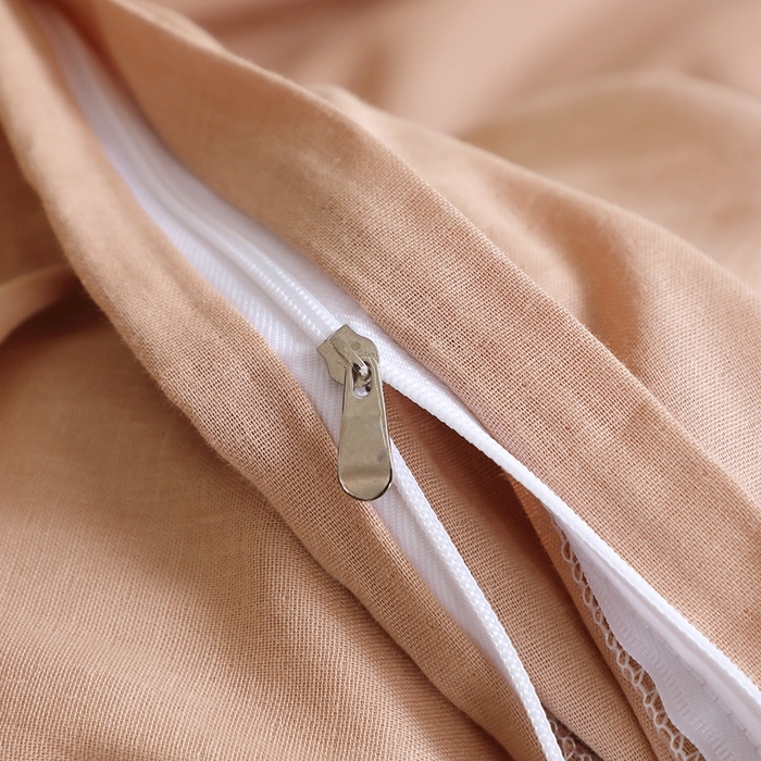 91家纺网 家纺一手货源 找家纺 晶缦家纺 2025新款纯棉纯色全棉双层纱系列单被套 觅琳-朱颜酡