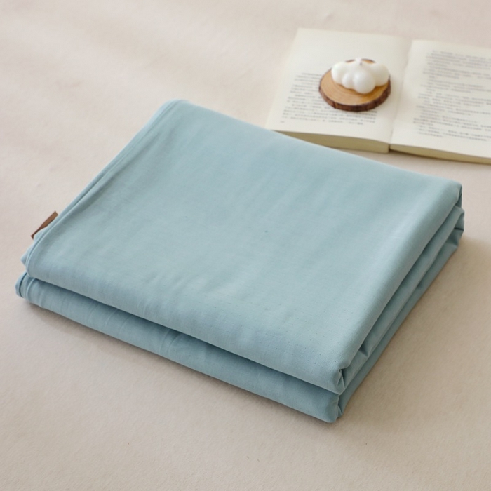 91家纺网 家纺一手货源 找家纺 晶缦家纺 2025新款纯棉纯色全棉双层纱系列单枕套 觅琳-桃青蓝