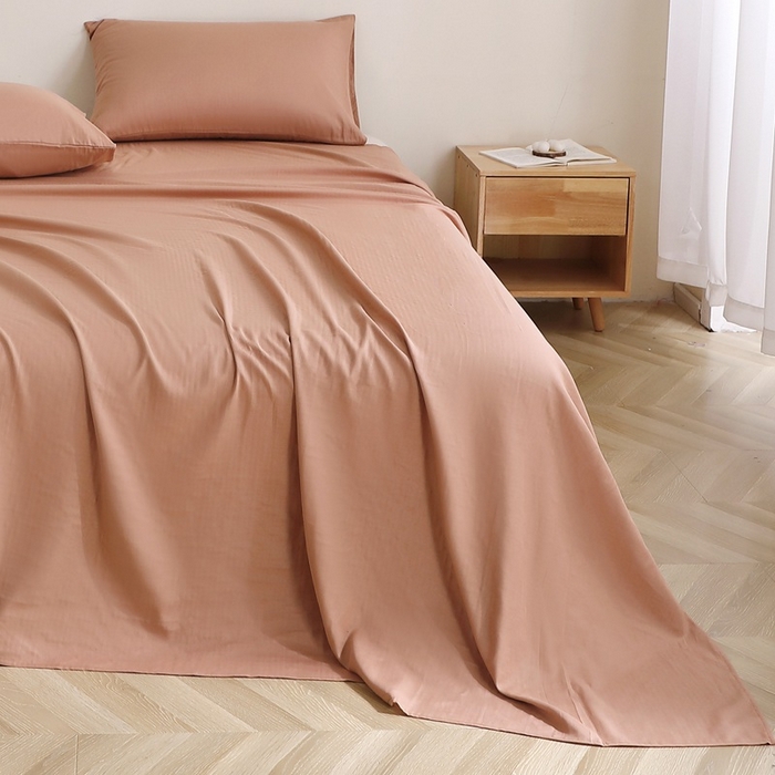 91家纺网 家纺一手货源 找家纺 晶缦家纺 2025新款纯棉纯色全棉双层纱系列单床单 觅琳-赭石棕