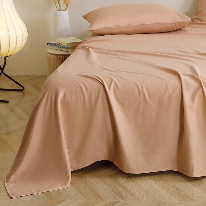 91家纺网 家纺一手货源 找家纺 晶缦家纺 2025新款纯棉纯色全棉双层纱系列单床单 觅琳-朱颜酡