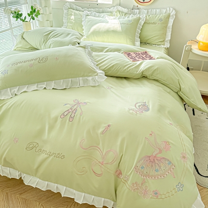 91家纺网 家纺一手货源 找家纺 （总）（买家秀爆款花型长期款不断货）A类ins风花边刺绣四件套毛巾绣四件套四件套绣花四件套纯棉全棉四件套