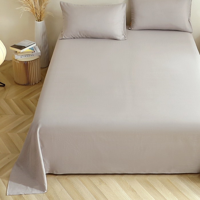 91家纺网 家纺一手货源 找家纺 晶缦家纺 2025新款纯棉纯色全棉双层纱系列单床单 觅琳-暖藕灰