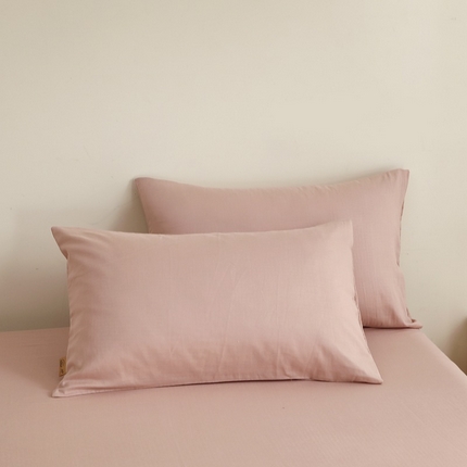 晶缦家纺 2025新款纯棉纯色全棉双层纱系列单枕套 觅琳-海天霞