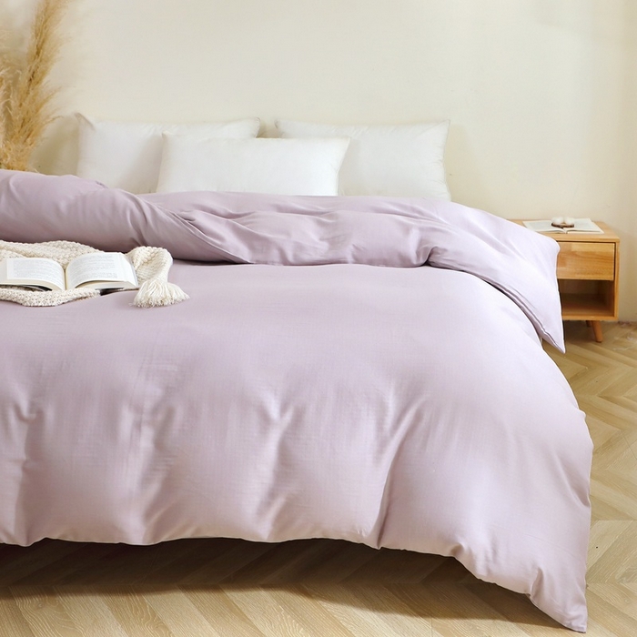 91家纺网 家纺一手货源 找家纺 晶缦家纺 2025新款纯棉纯色全棉双层纱系列单被套 觅琳-浅藤紫