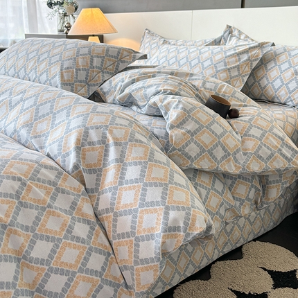 91家纺网 家纺一手货源 找家纺 （总）（买家秀 长期款不断货）100s高支密新疆长绒棉磨毛印花被套高色织磨毛床单磨毛床笠磨毛三件套-被套