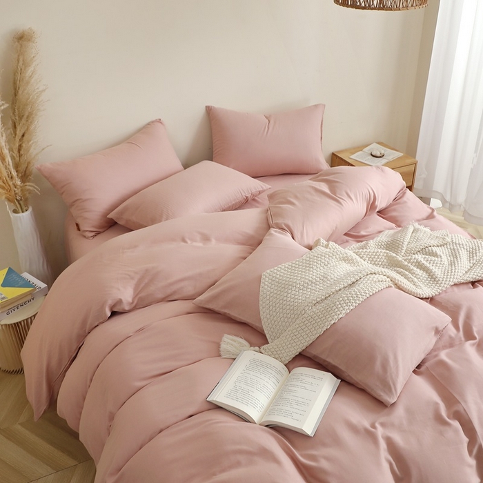 91家纺网 家纺一手货源 找家纺 （总）晶缦家纺 2025新款纯棉全棉双层纱四件套/三件套纯色母婴级多规格床单款床笠款四季通用