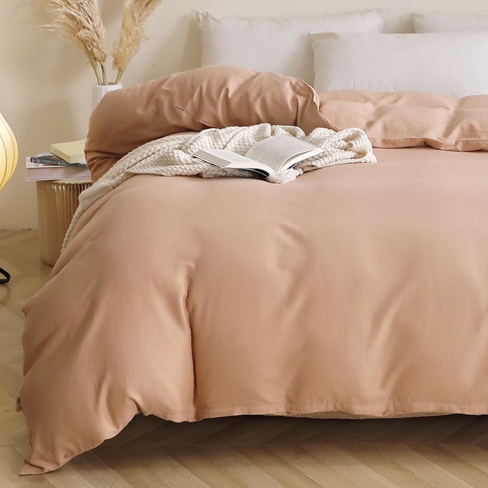 91家纺网 家纺一手货源 找家纺 晶缦家纺 2025新款纯棉纯色全棉双层纱系列单被套 觅琳-朱颜酡